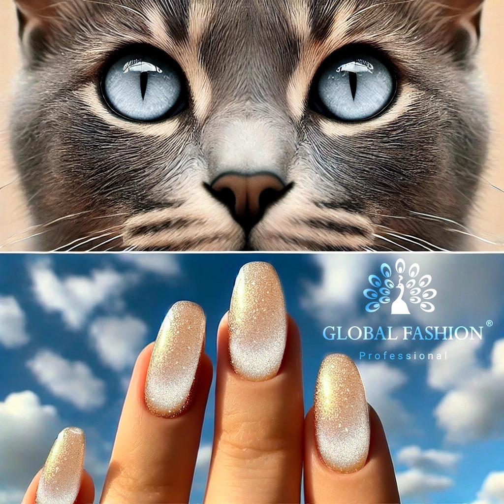 Unghii elegante pictate cu Ojă semipermanentă Snow White, 3D Cat Eye Materiale pentru unghii cu gel